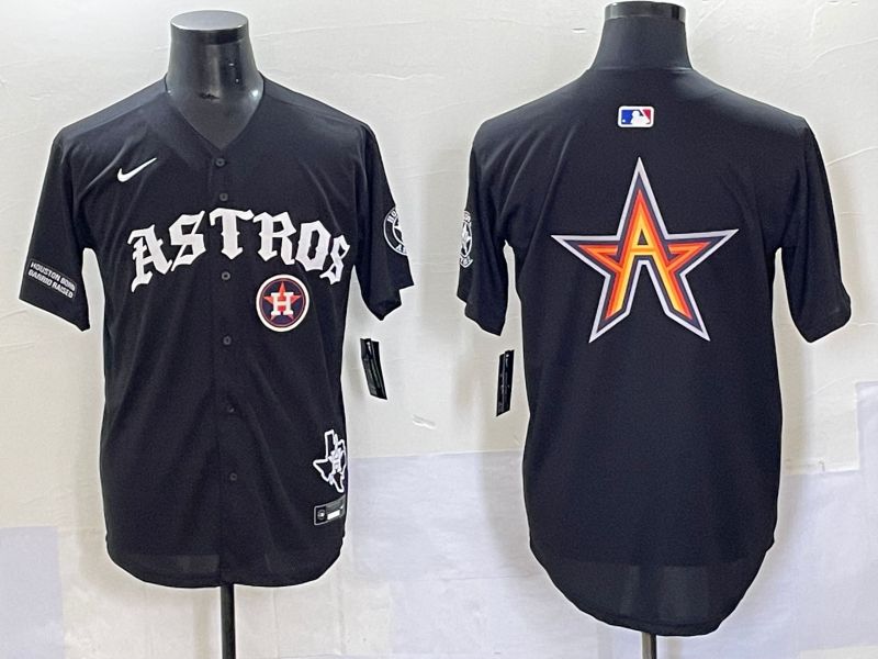 Men 2025 Houston Astros Blank Black Seven generations Joint Name Nike MLB Jersey style 13